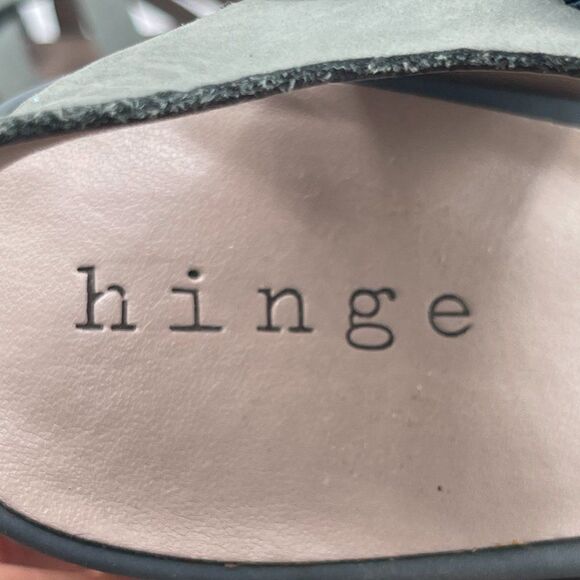 Hinge Parker Strappy leather wooden heel Dusty Blue Sandal 9 - Picture 9 of 11